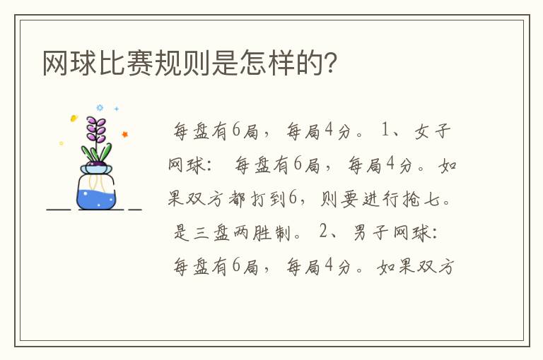网球比赛规则是怎样的?