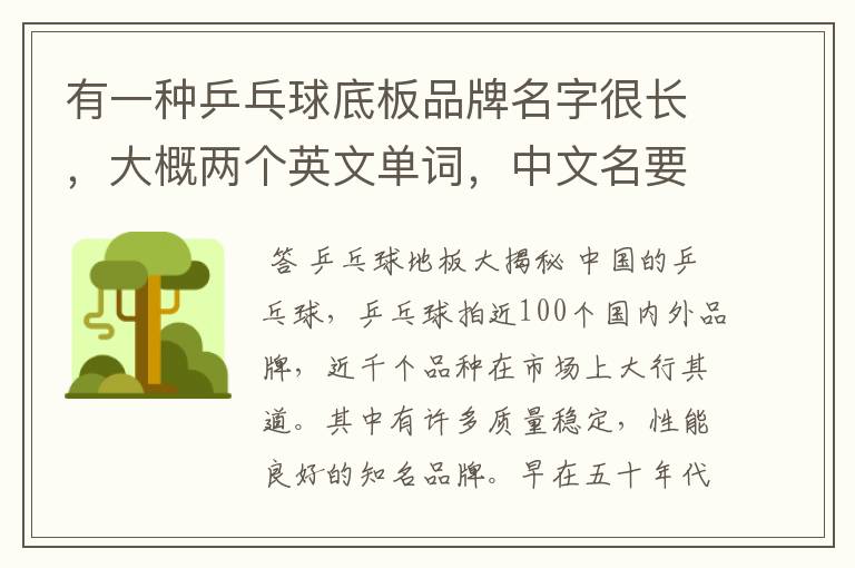 有一种乒乓球底板品牌名字很长,大概两个英文单词,中文名要超过6个字,是什么牌子?