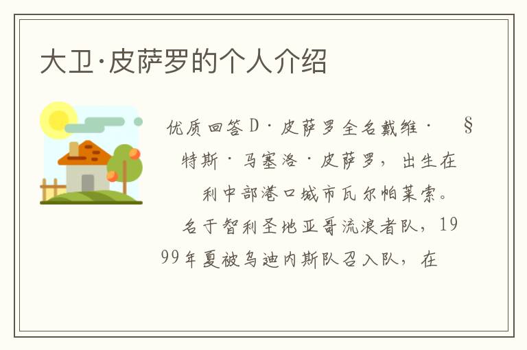 大卫·皮萨罗的个人介绍