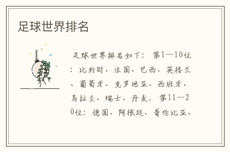 足球世界排名