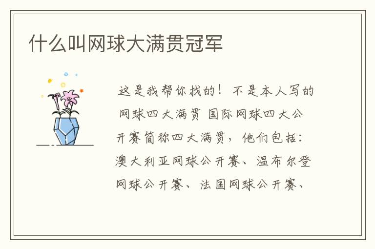 什么叫网球大满贯冠军