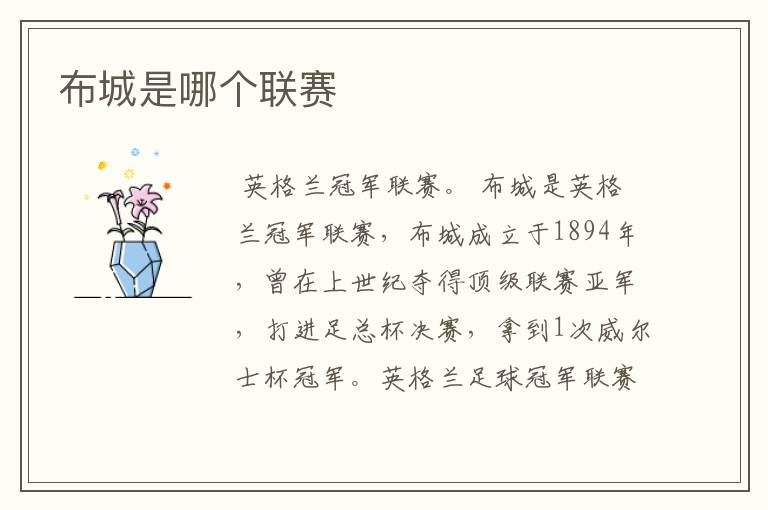 布城是哪个联赛