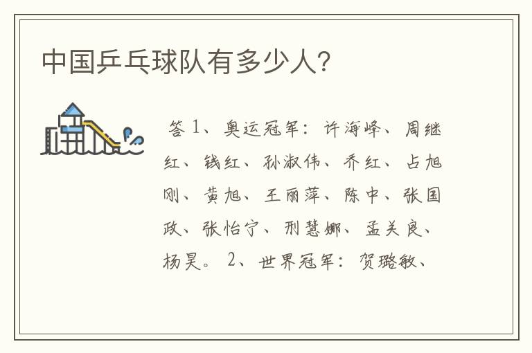 中国乒乓球队有多少人?