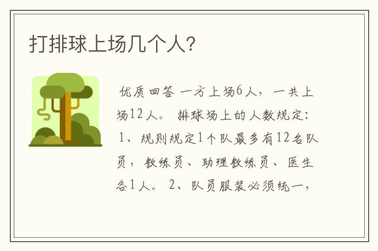 打排球上场几个人?