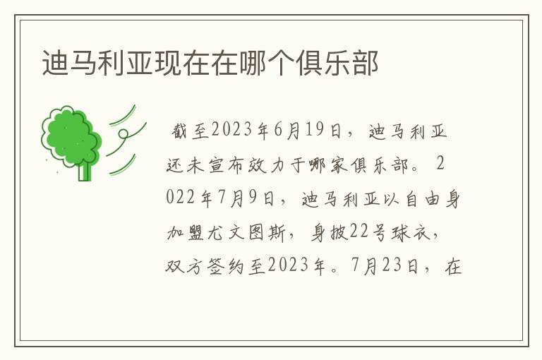 迪马利亚现在在哪个俱乐部