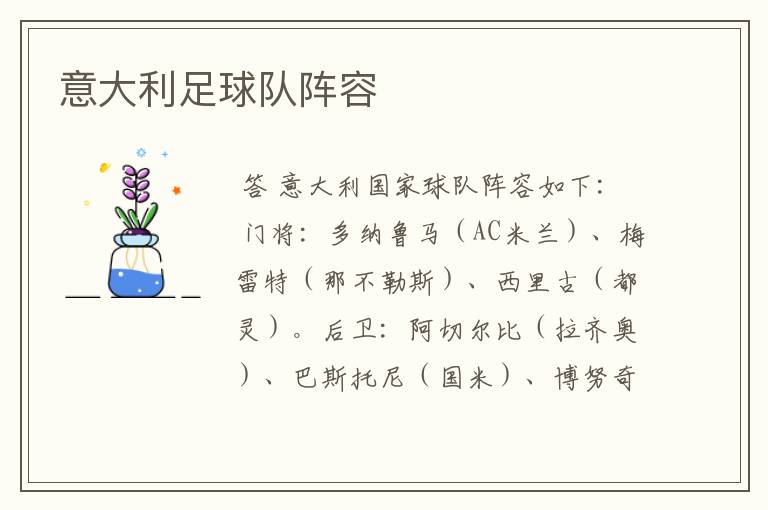 意大利足球队阵容