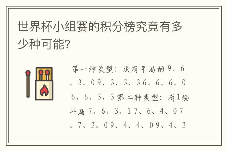世界杯小组赛的积分榜究竟有多少种可能?