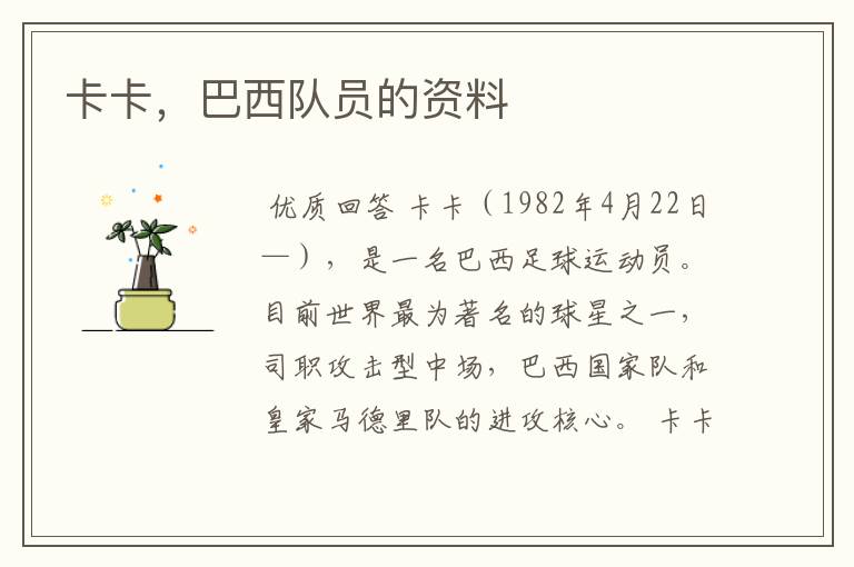 卡卡,巴西队员的资料