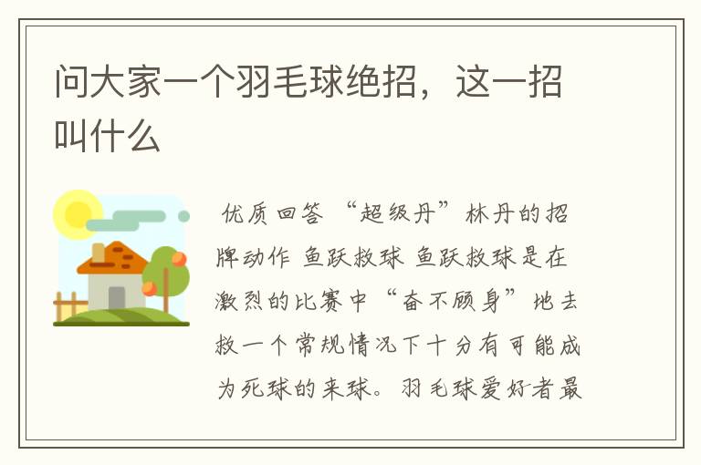 问大家一个羽毛球绝招,这一招叫什么