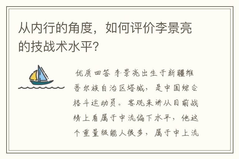 从内行的角度,如何评价李景亮的技战术水平?