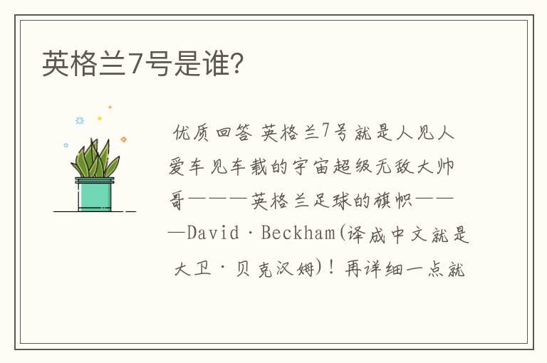 英格兰7号是谁?
