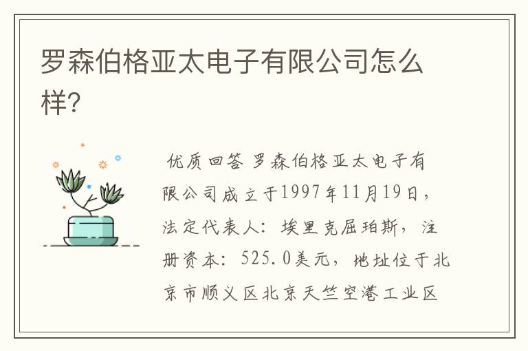 罗森伯格亚太电子有限公司怎么样?