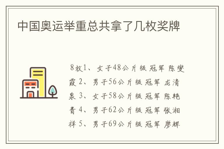 中国奥运举重总共拿了几枚奖牌