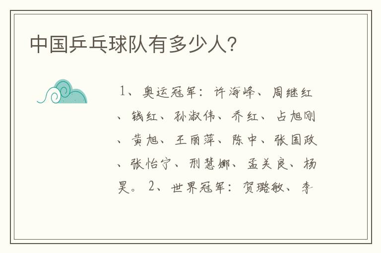 中国乒乓球队有多少人?