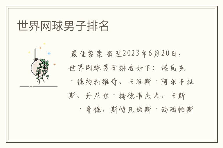 世界网球男子排名
