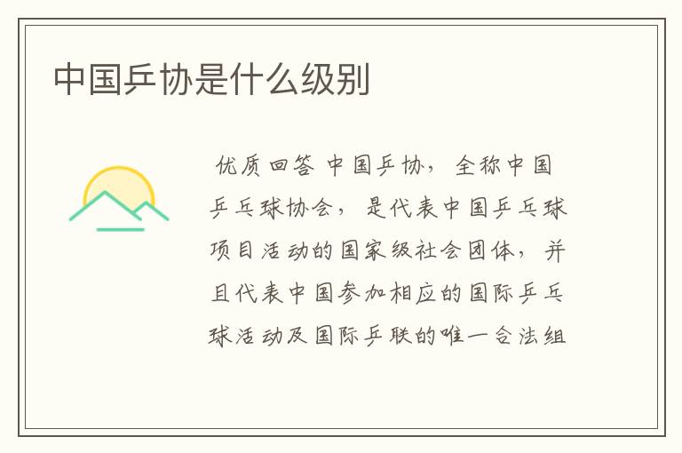中国乒协是什么级别