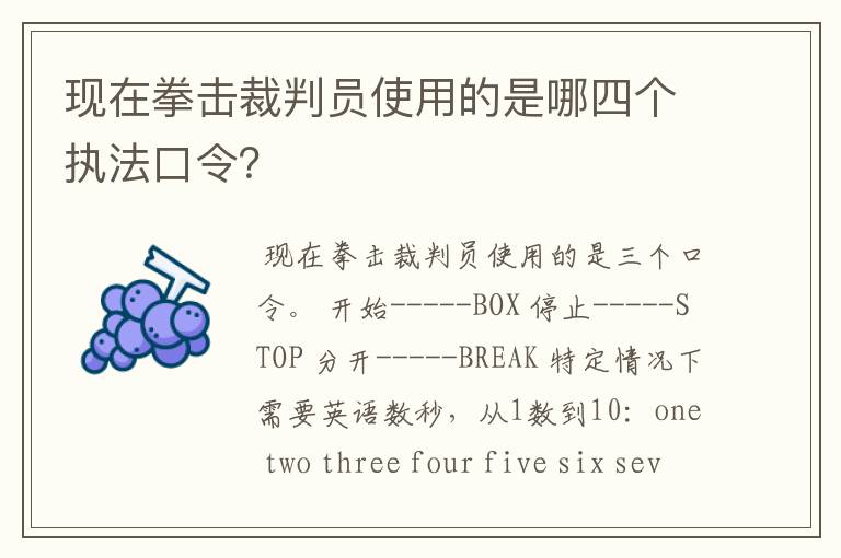 现在拳击裁判员使用的是哪四个执法口令?