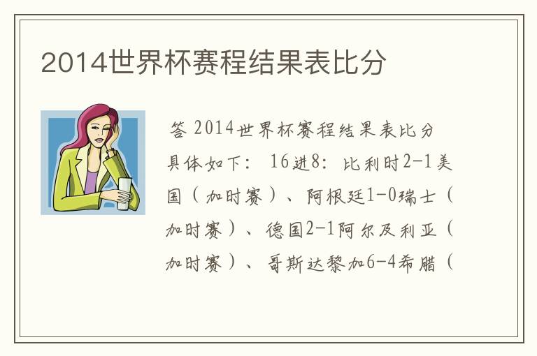 2014世界杯赛程结果表比分