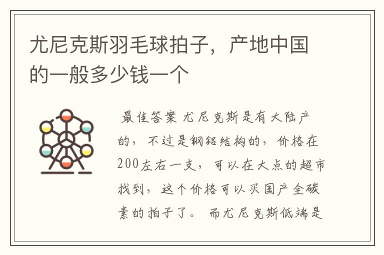 尤尼克斯羽毛球拍子,产地中国的一般多少钱一个