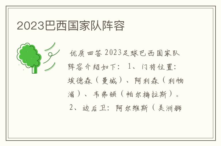2023巴西国家队阵容