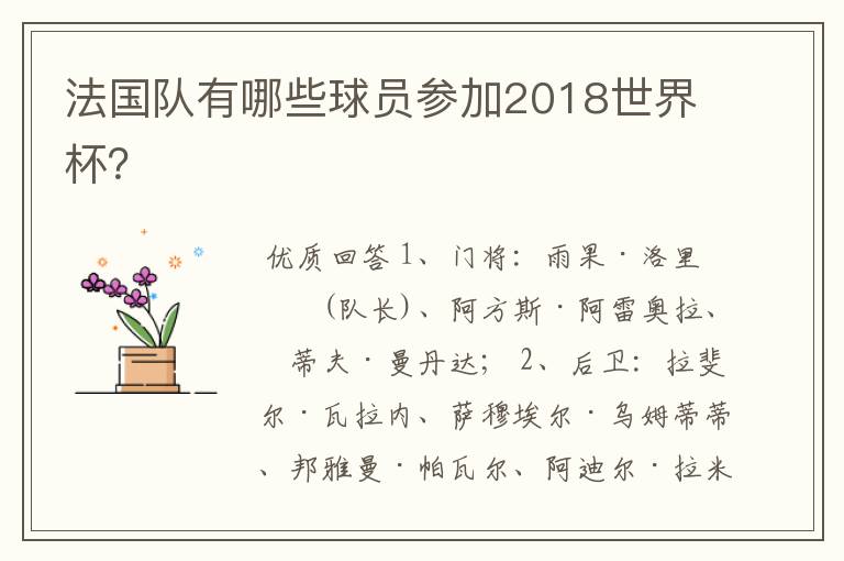 法国队有哪些球员参加2018世界杯?