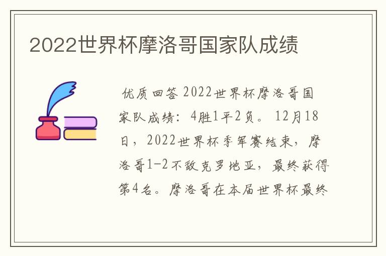 2022世界杯摩洛哥国家队成绩