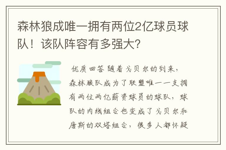 森林狼成唯一拥有两位2亿球员球队!该队阵容有多强大?