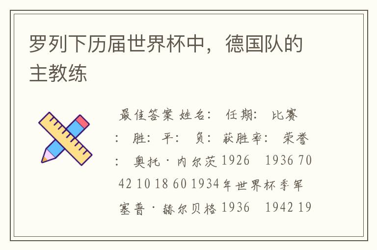 罗列下历届世界杯中,德国队的主教练