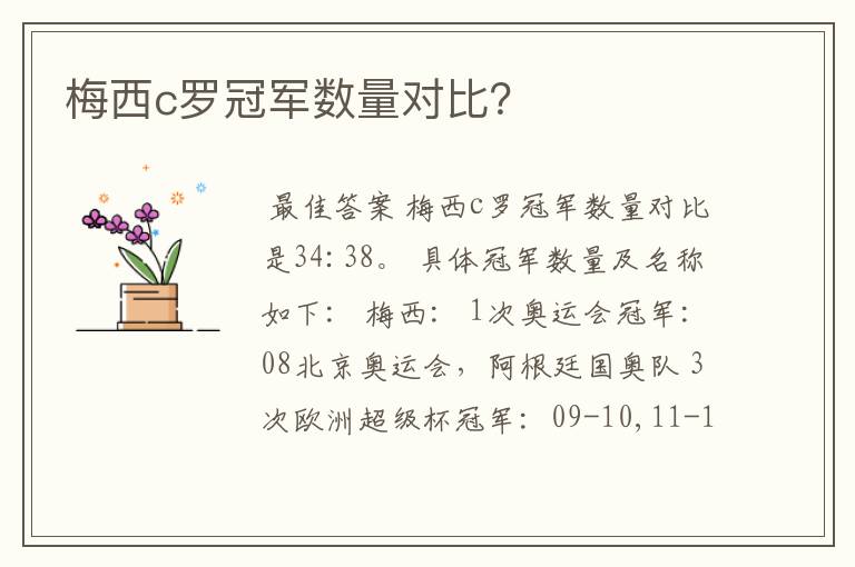 梅西c罗冠军数量对比?