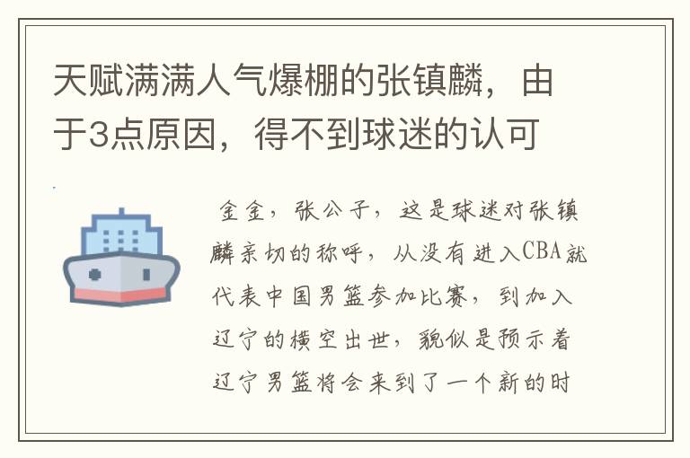 天赋满满人气爆棚的张镇麟,由于3点原因,得不到球迷的认可