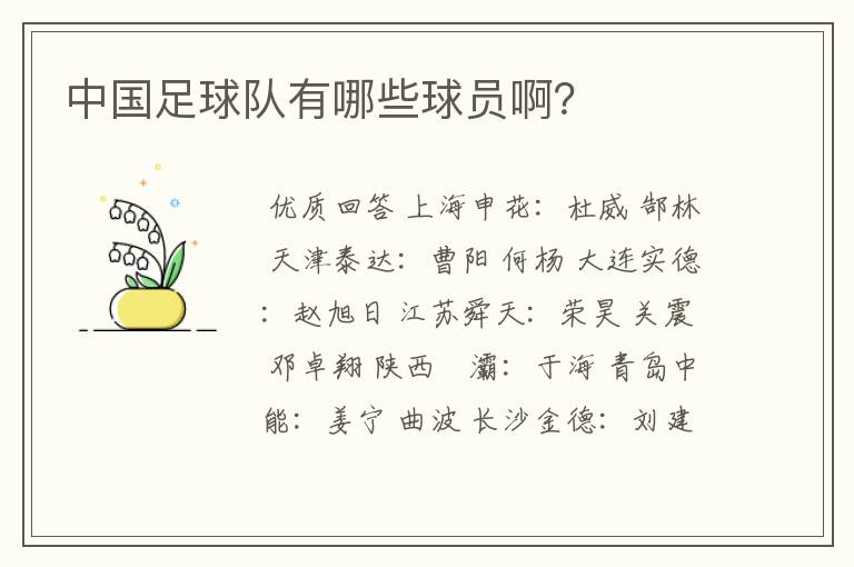 中国足球队有哪些球员啊?