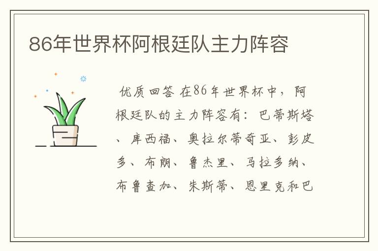 86年世界杯阿根廷队主力阵容