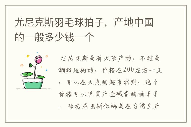 尤尼克斯羽毛球拍子,产地中国的一般多少钱一个