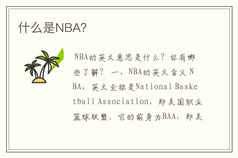 什么是NBA?