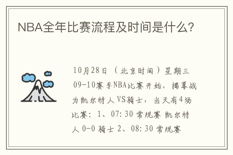 NBA全年比赛流程及时间是什么?