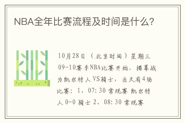 NBA全年比赛流程及时间是什么?