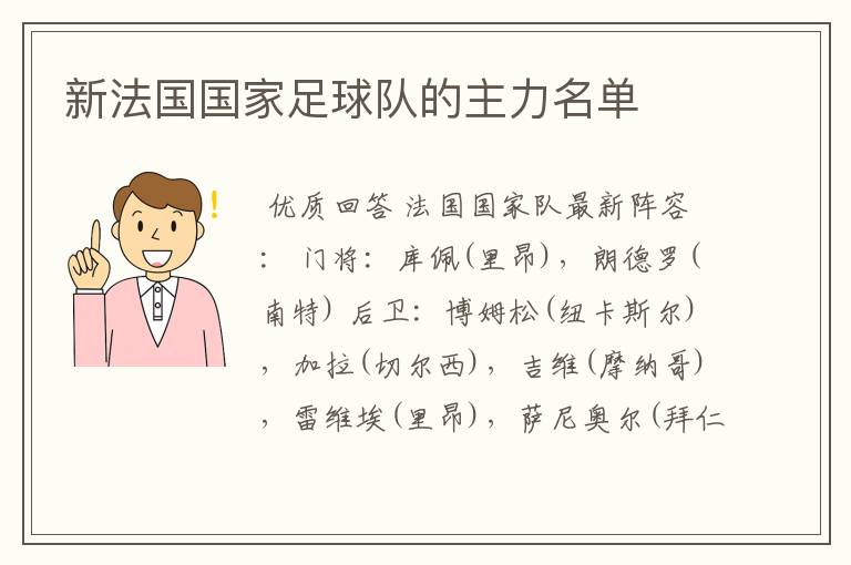 新法国国家足球队的主力名单