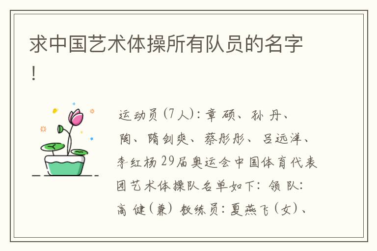 求中国艺术体操所有队员的名字!
