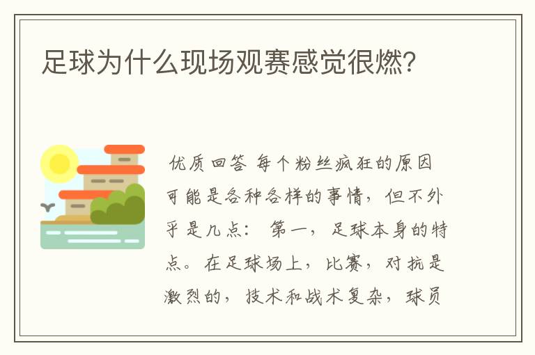 足球为什么现场观赛感觉很燃?