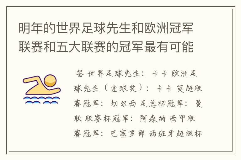 明年的世界足球先生和欧洲冠军联赛和五大联赛的冠军最有可能是谁?