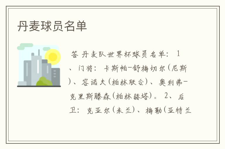 丹麦球员名单