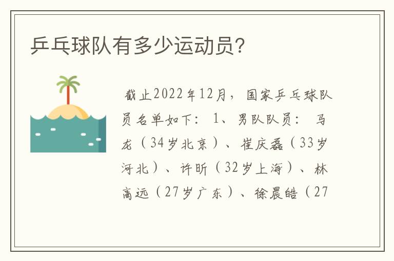 乒乓球队有多少运动员?