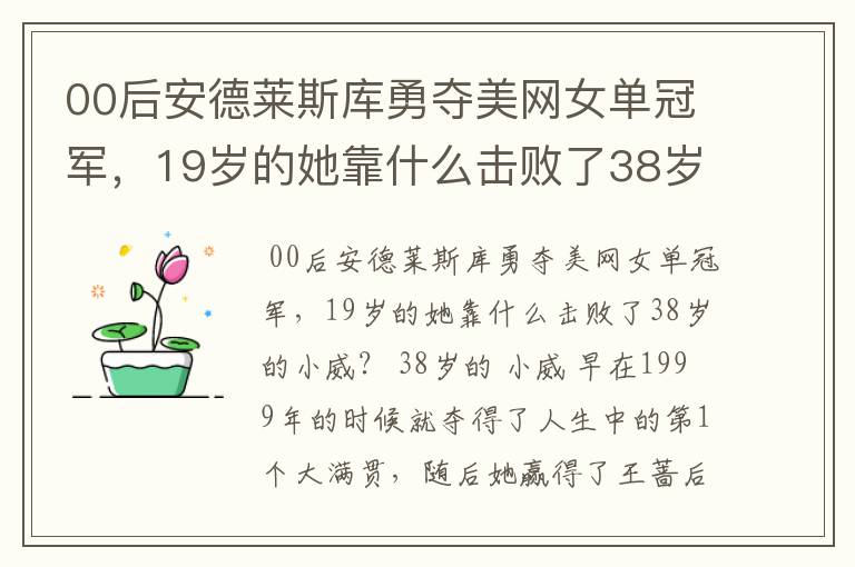 00后安德莱斯库勇夺美网女单冠军,19岁的她靠什么击败了38岁的小威?