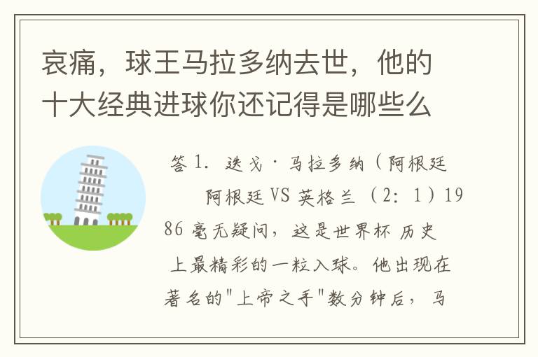 哀痛,球王马拉多纳去世,他的十大经典进球你还记得是哪些么?