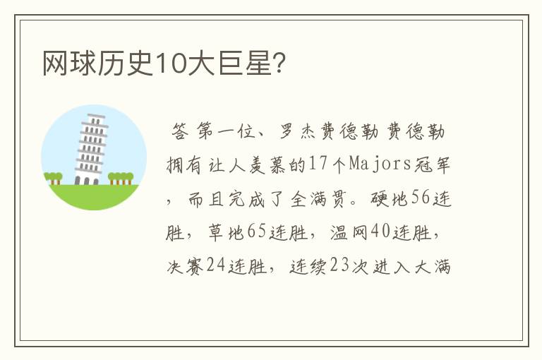 网球历史10大巨星?