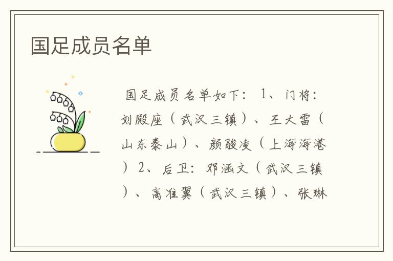 国足成员名单