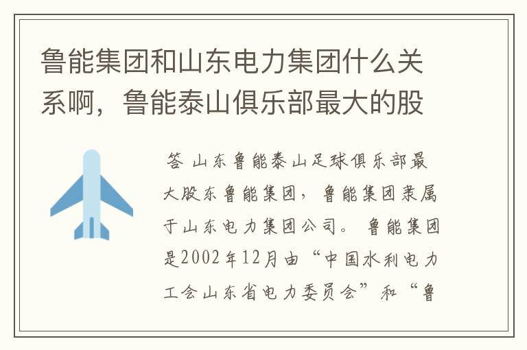 鲁能集团和山东电力集团什么关系啊,鲁能泰山俱乐部最大的股东是那个啊!