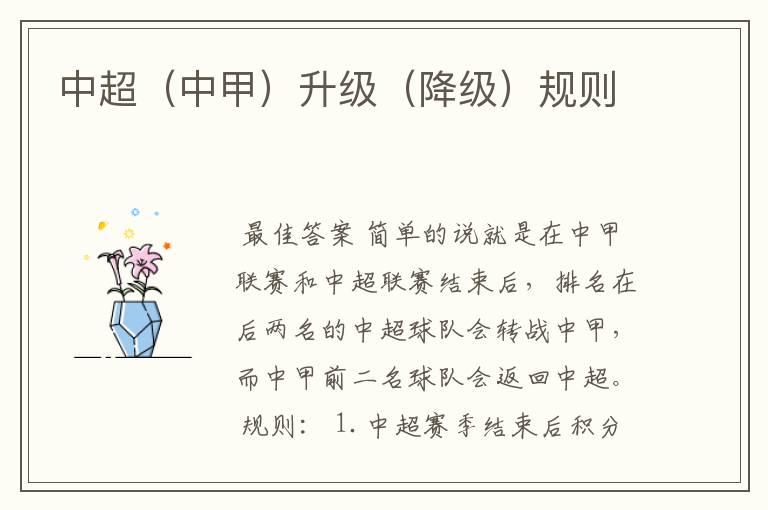 中超(中甲)升级(降级)规则
