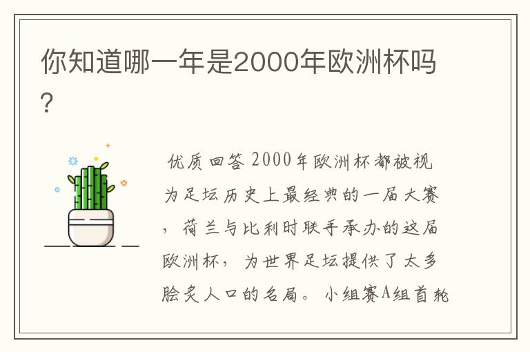 你知道哪一年是2000年欧洲杯吗?