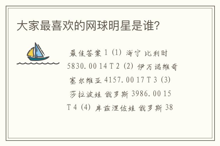 大家最喜欢的网球明星是谁?